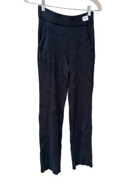 Nama Black Ribbed Lounge Wide Leg Pants - Misses Small